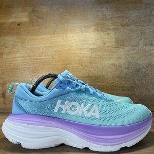 Hoka One One Bondi 8 Womens Size 10.5 Wide Running Shoes Sneakers Blue Purple